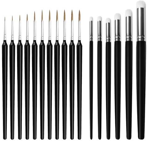 VUTYNKO Fint penselset med Drybrush, 17 stycken målningar med siffror penselset, 6 torra borstar och 11 fina detaljer modellbygge penselset för akryl akvarell måla med siffror
