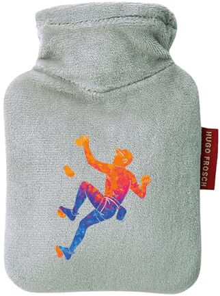 Huuraa Mini-Wärmflasche Bouldern Klettern 0,2 Liter Grey Mini Veloursbezug Taschenwärmer Geschenkidee