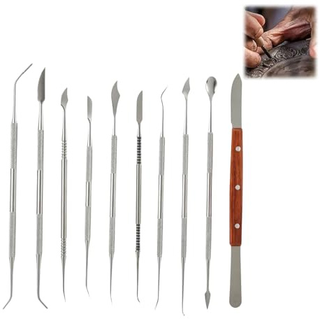 10 Piezas Herramientas para Tallar Cera, Cincel y Tallador para Esculpir, Doble Punta en Acero Inoxidable Tallado de Cerámica, Esculpir Arcilla de Acero Inoxidable de Doble Punta