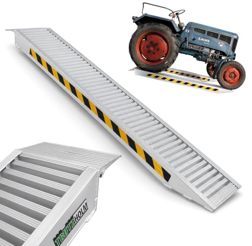 TRUTZHOLM 1x Schwerlastrampe Traglast 1650 kg pro Stück Länge 255 cm Alu | Hochwertige Aluminium Auffahrrampe Verladerampe für Auto, Minibagger, Baumaschinen, Kettenfahrzeuge, Quad, Motorrad
