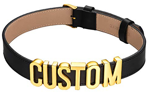 U7 Leder Choker Kette Damen Halskette Collier Halsband Personalisiert Name Lederkette mit Buchstaben/Zahlen/Zeichen Charm DIY Lederhalsband Necklace Modeschmuck für Frauen Mädchen