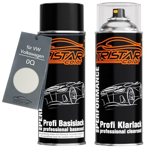 TRISTARcolor Autolack Set Spraydose für VW/Volkswagen 0Q Pure White +1K | Oryxweiss, Set aus Basislack + Klarlack, Sprühdosen 400ml