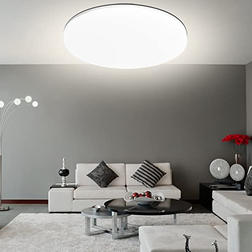 Aogled LED Deckenleuchte 18W 1800LM 4000K Nautral weiss Rund,22CM Durchmesser,180 Abstrahlwinkel,Badlampe IP54 Wasserfest,Wohnzimmer-lampe, Deckenlampe,Balkon Geeignet,Kein Bewegungsmelder