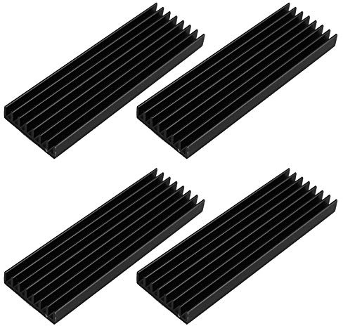 Futheda 4 st aluminium kylfläns kylare för M.2 solid state hårddisk SSD RAM PC utan termisk självhäftande tejp 70 x 22 x 6 mm svart