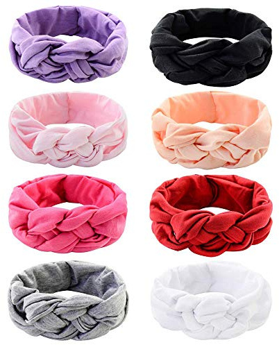 8 stycken baby flicka söt hårband elastiskt hår tillbehör pannband presentmössa set