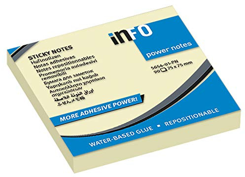 POWER Notes, extrastarke Haftkraft, gelbe Haftnotizen,75 x 75mm, FSC-Siegel,100 Blatt pro Block,12 Blöcke pro Pack