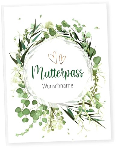 Mutterpasshülle 3-teilig Watercolor, Mutterpass Hülle, Schöne Geschenkidee für Babyparty (Mutterpass DE personalisiert, Blumen 3)