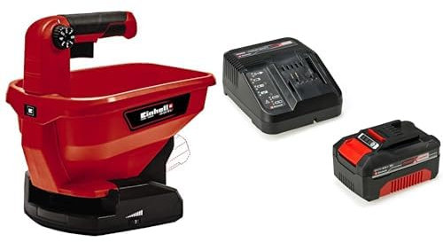 Einhell Spargitore Universale Ge-Us 18 Li-Solo Power X-Change + Power-X-Change Starter Kit, Caricabatteria e Batteria da 4000 mAh Li-Ion, Nero, Rosso