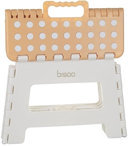 Bisoo Tritthocker Kinder Klapphocker 22 cm, Toilettenhocker, Bad, WC, Honig | Klappbarer Hocker, Fußbank, Schemel und Klapptritt für Kinder & Erwachsene: Waschbecken, WC, Dusche. Rutschfest, Griff, Haken
