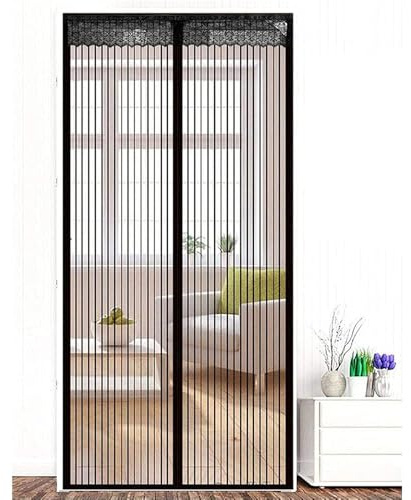 Magnetic Insect Door Net Screen Door Bug Keep Insects Out Mosquito Fly Insect Mesh Guard 2 Colour 20 Sizes 8 Day Delivered Easy to Use for Balcony Sliding Doors Living Room(Black,100x210cm)