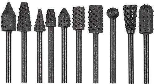 Bestgle Set di Raspe Rotative per Frese, Trapano per Lavorazione Del Legno 10 Pezzi Set di Frese Rotative File Burr Strumento Lavorazione Del Legno Carving Bits Rettifica Accessori