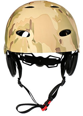 Milageto Wassersport Schutzhelm Verstellbare Schutzhaube Kanu Schützt Kinder Und Erwachsene Gleichermaßen, Armeegrün Camo, M