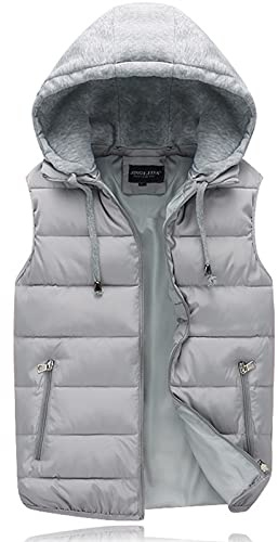 Ommda Gilet Smanicato Uomo con Cappuccio Grigio L