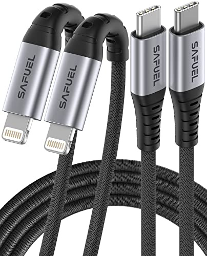 SAFUEL Câble USB C vers Lightning 2M+2M [Certifié MFi] Câble USB C iPhone Chargeur Rapide Power Delivery Fil Lightning USB C pour iPhone 14 13 12 11 Pro Max Mini XR XS Max X 10 8 7 SE 2020 iPad