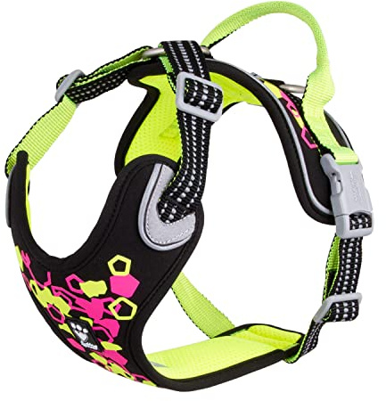 Hurtta Weekend Warrior Neon Hundegeschirr, Brustgeschirr für große Hunde, Neon Lakritze, 80-100 cm