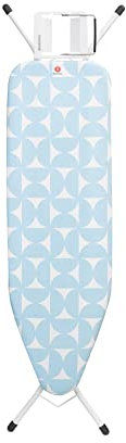 Brabantia - Ironing Board B - with Steam Iron Rest - Medium & Foldable - Adjustable Height - Non-Slip Feet Cotton Cover - Child & Transport Lock - Fresh Breeze - 124 x 38 cm
