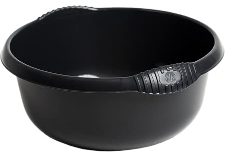 JMS we create smile Elegant Multipurpose Plastic Bowl Washing Up Bowl Mixing Bowl Washing Basin Bowl Sink Tidy Organiser Wash Tub Home Kitchen Camping Caravan (Black, 32 CM Round)
