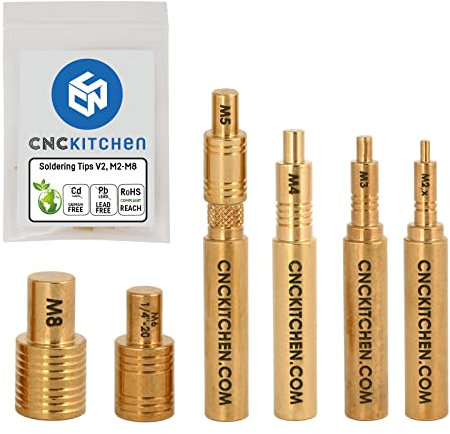 CNC KITCHEN Original Einschmelzhilfen für z.B. Hakko FX-888 und weitere (Standard 900M oder T18), M2-M8, Blei- und Cadmium FREI