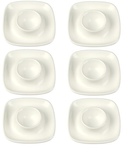 Schramm® 6 Stück Eierbecher Porzellan weiß oder schwarz quadratisch 9,5 x 9,5cm wählbar in 3 Eierhalter mit Ablage Eierständer, Farbe:Weiss matt