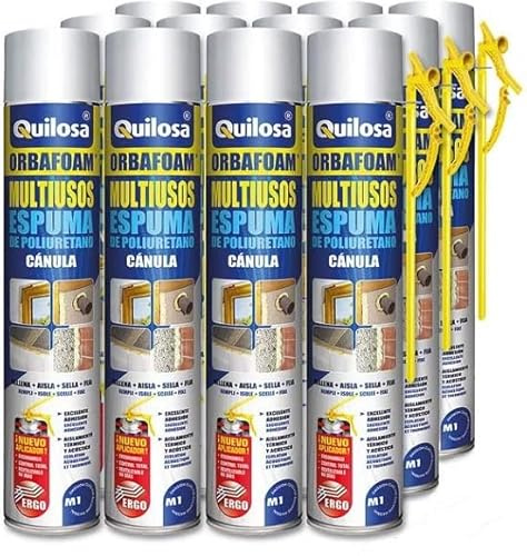 QUILOSA - Confezione da 12 schiuma poliuretanica Quilosa Orbafoam O2-M1 con Cannula 750 ml