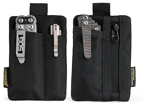 VIPERADE VE29 Mini EDC Pouch Mini Pocket Organiser with 4 Pockets,Small EDC Organiser Pouch Multitool Organizer Small Men's Coin Purse Backpack Accessories Packs -Black