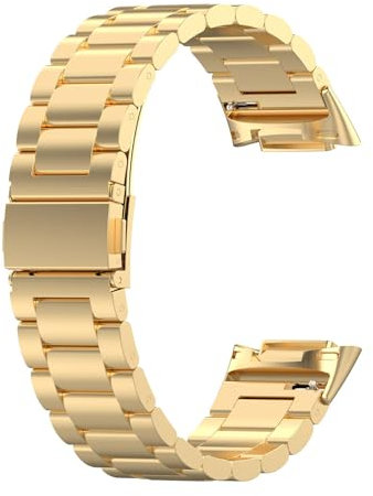 Straps Compatible with Fitbit Charge 6 Strap, Metal Stainless Steel Wristband Replacement Business Band for Fitbit Charge 5 /Charge 6 Activity Tracker (Gold)