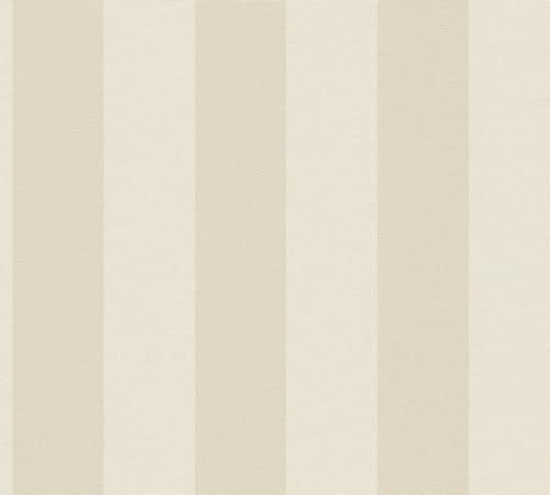 BRICOFLOR Streifentapete beige ideal für Wohnzimmer und Schlafzimmer Blockstreifen Tapete maritim Vinyl Vliestapete gestreift