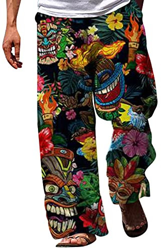 LOIJMK Breite Hosen Herren Bunte Bedruckte Freizeithose Herren Lang Sporthosen Farbige Druck Straight Hosen Weites Bein Freizeithosen Individualität Hose Männer Sporthose Lange Hosen Herren