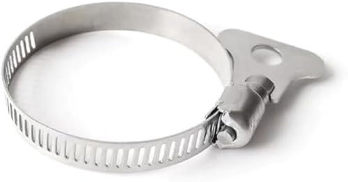 10-Pack 304 Stainless Steel Hose Clamps with Adjustable Thumb Screw, Key-Type Design, 8mm Bandwidth, Ideal for Plumbing, Automotive, and Machinery Applications (Size:21-44mm(13/16-1 3/4)