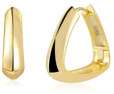 ALEXCRAFT 14K Gold Ohrringe Breite Dicke Klobige Creolen Schmuck für Damen | Mode Geometrie Silber 925 Ohrringe Chunky Dick Leicht Groß Breit Klobig Creolen Kleine Huggie Oval Creolen für Damen Frauen