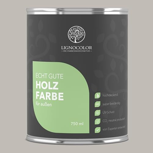 Lignocolor Holzfarbe Außen matt | wetterfeste Farbe für den Außenbereich (Lichtgrau matt, 750ml) | hochdeckend & hochbeständig
