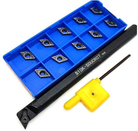 Drehmaschinen-Drehwerkzeuge, Bohrstangenhalter-Set, S10K SDUCR07 CNC-Drehmaschinen-Innendrehwerkzeughalter + 10 Stück DCMT070204 PC9030 Hartmetalleinsätze mit passendem Schraubenschlüssel