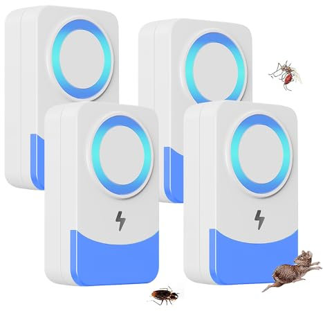 HPYSHP Ultrasonic Pest Repeller, 1/2/4 Packs Reusable Rat Repellent for Indoors, Powerful Mouse Repellent plug in Pest Control for Mosquito,Spider, Mouse, Mice, Cockroach, Moths, Ants (4Pcs)