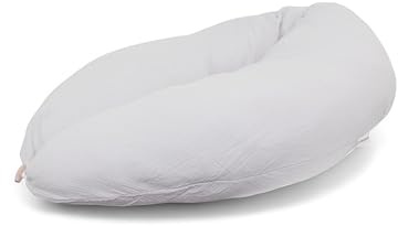 HOBEA-Germany Stillkissen Schwangerschaftskissen, Modell: Musselin Hellgrau | OEKO-TEX® STANDARD 100 zertifiziert, IGR zertifiziert (ergonomisches Produkt) ideal zum Stillen und Schlafen für Schwangere