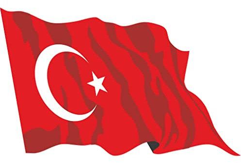 Indigos UG Auto Aufkleber Türkei 15 cm - wehend - Autoaufkleber Fahne - Sticker Flagge - Heckscheibe, Spoiler, Tuning - UV-beständig und selbstklebend