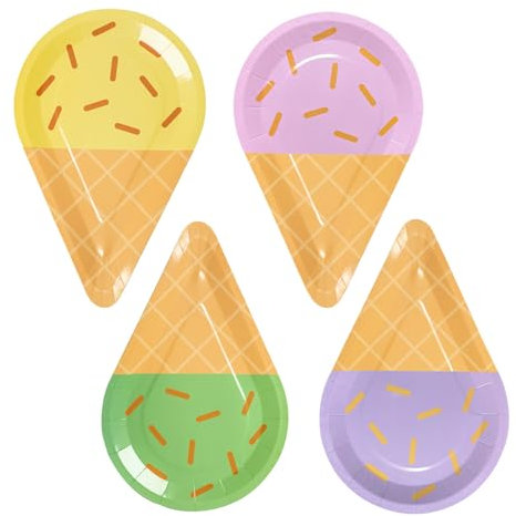ANQIAOER 40 pezzi di stoviglie usa e getta piatti di carta per il compleanno dei bambini per gelato, dessert, stoviglie usa e getta, accessori per feste, piatti di carta colorati, multicolore,