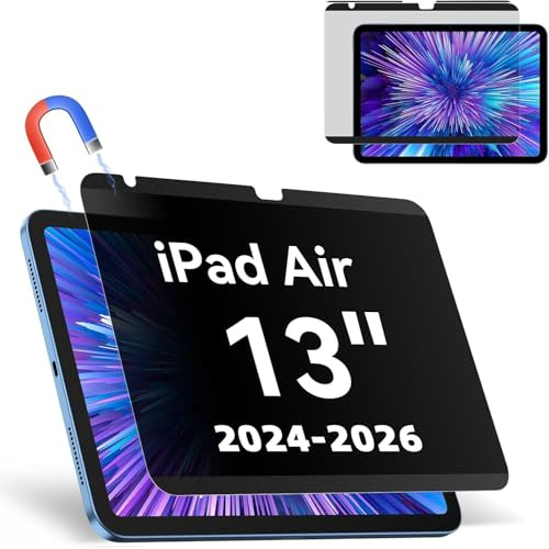 Filtre de Confidentialité pour iPad Air 13 Pouces M4/M3/M2 (2026/2025/2024) | Magnétique Protection Ecran,Amovible Filtre Anti-Espion/Spy Lumiere Bleue Réutilisable Installation Facile