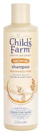 Childs Farm OatDerma Hair Shampoo, Fragrance and Tear Free, Soothing for Sensitive Skin and Scalp, Baby, Kids, 250ml