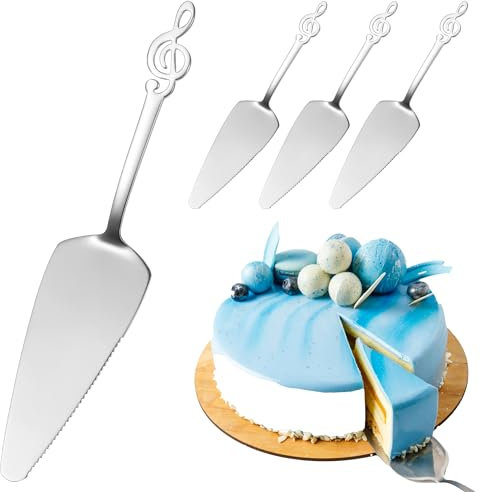Tranrantic 4 Pezzi Paletta Torta,Taglia Torta Acciaio Inox,Spatola per Pizza e Dolci con Bordi Frastagliati,Multifunzionale e Riutilizzabile Spatola Pizza Torta per Feste, Matrimoni, Picnic (Argento)
