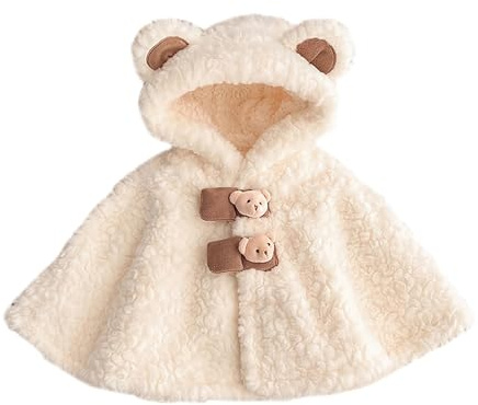 Nemopter Capa con Capucha Bonita para Bebés Niños y Niñas Poncho de Lana Suave Resistente al Viento Invierno Otoño Ropa de Exterior Bufanda Cálida para Niños de 0-3 Años, 1-3 Years
