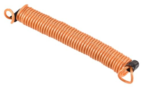 sourcing map Reminder Cable, Disc Lock Reminder Cable Security Steel Spring Wire Alarm Coil Rope 8.2feet 2.5mm Vinyl Coated with Double Loop for Bike Motorcycle Scooters Helmet, Orange