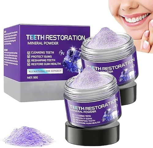GarageLine - Polvo mineral para restauración dental, eficaz para fortalecer dientes y encías, proteger las encías y refrescar el aliento (2 piezas)