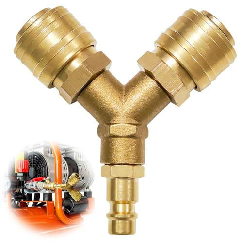 pangdapengpeng Distributeur D'air Comprimé 2 Voies, Distributeur d’Air en Y, NW 7.2 1/4 AG Distributeur d'air Comprimé en Laiton pour Connecter Le Compresseur et Le Tuyau d'air Comprimé (2 voies)