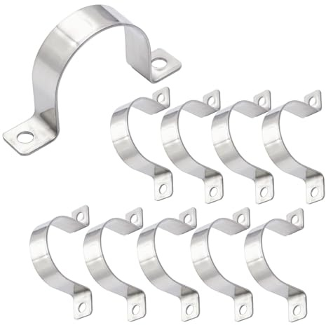 VZU 50mm U-Rohrschellen, 10 Stück Edelstahl 304 Rohr Rohrschelle, Befestigungsschellen für Rohre, Zweiloch Rohrschelle, für Rohr Befestigung der Gasrohre Kabeln und Wasserrohre