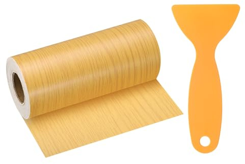 QUARKZMAN Ruban De Réparation À Grain De Bois 4 Pouces x 33 Pieds Oak | Ruban Adhésif Autocollant Simili Bois, Avec Raclette En Plastique, Pour Tables Portes Fenêtres Meubles