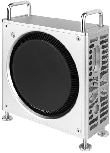 GEEKRIA Computer Chassis Stand, Aluminum Chassis Case, Compatible with Apple 2024 Mac Mini Desktop Computer, 2024 Mac Mini M4 / M4 Pro Desktop Stand - Accessories (Silver)