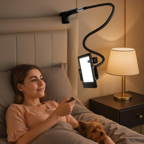 USOR Schwanenhals-Halterung mit Fernbedienung, Seitenumkehrer für Kindle, verstellbarer Ständer für Kindle Lesen im Bett, Geschenke für Lese-Enthusiasten