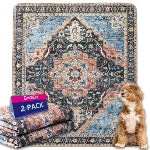 Waschbar Haustier-Urinunterlage, 2 Pack Wiederverwendbare Welpenunterlagen Matte für Hunde, Wiederverwendbar Trainingsunterlagen für Welpen, Alte (Antik Dunkel, 122x152.5cm)