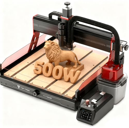 Twotrees TTC6050 500W Fraiseuse multifonction CNC pour métal, bois, acrylique et MDF, équipée d'un ensemble d'aspirateur pour réduire les particules de poussière pendant la gravure
