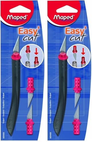 Maped Scalpel Easy'cut sécurité - 1 Scalpel de Précision Coupe-Tout avec 3 Lames et Embout Sécurisé - Outil de Découpe Loisir Créatif (Lot de 2)